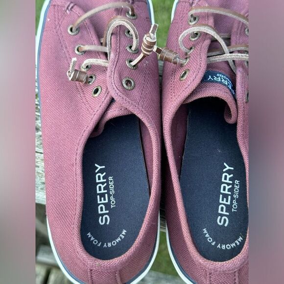 Burgundy Sperry slip on sneakers EUC sz 9 - Picture 6 of 7